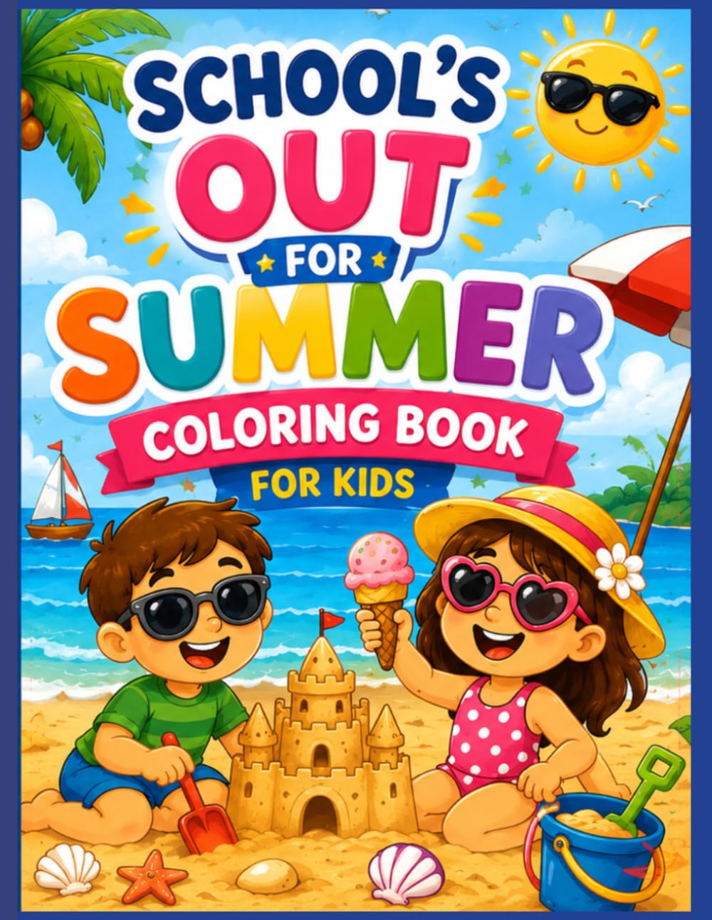School’s Out for Summer Coloring Book for Kids: Fun and Happy Summer Break Coloring Pages with Beach, Vacation, and Sunny Scenes for Relaxing Creative Play