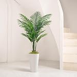 Arbre de Palmier Artificiel avec Grand Pot Blanc 5ft de Haut - Plantes Fausse Intérieure 12 Branches Réalistes - Plantes de Sol Tropicales Fakes Pots Areca Palm pour Décor Maison Bureau (Pot Blanc-2 Pack, 5ft) (1)
