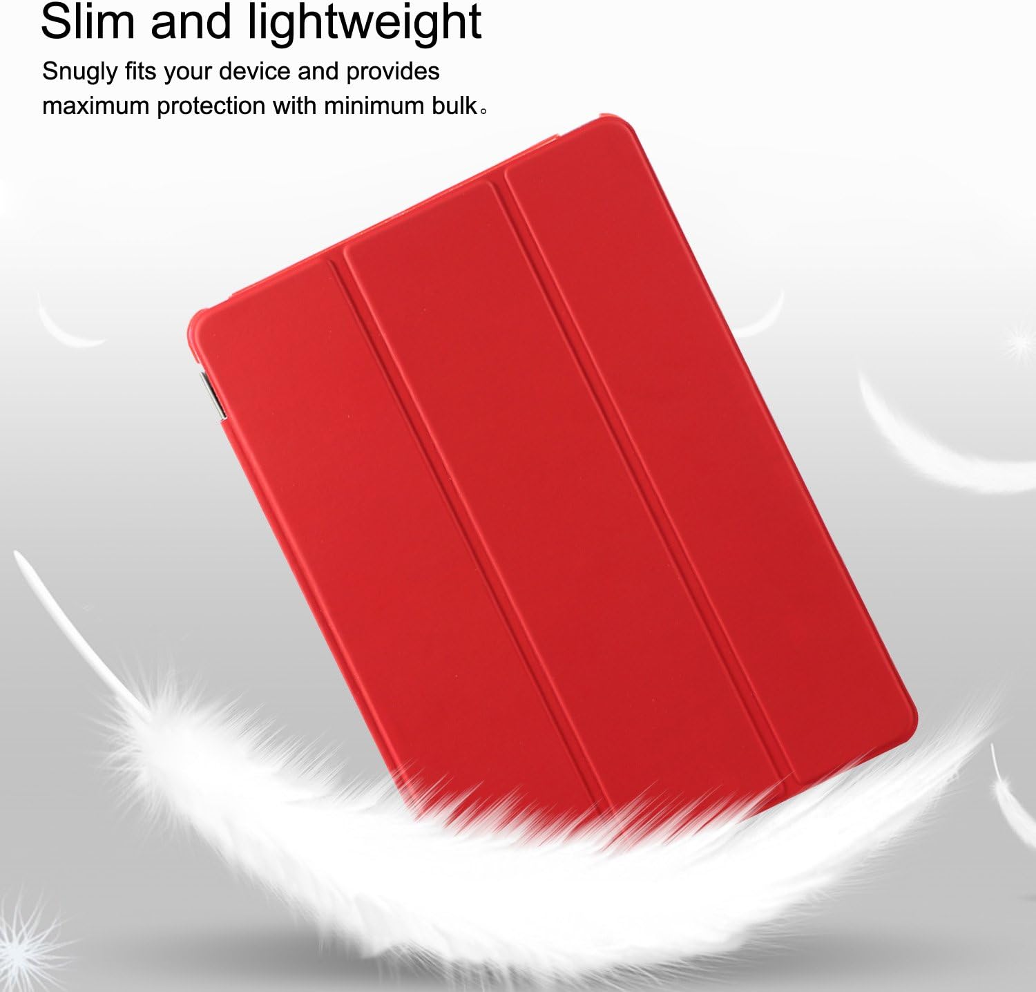 Besdata Ultra Thin Magnetic Smart Cover,Auto Wake/Sleep Function,Translucent Back Case for 2013 iPad Air with Screen Protector,Cleaning Cloth,Stylus (Red)
