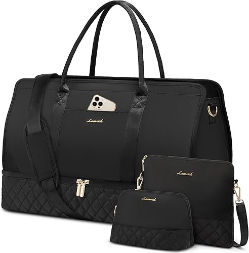 Bolsas de fin de semana para mujer, bolsa de viaje, Negro -, Elegante