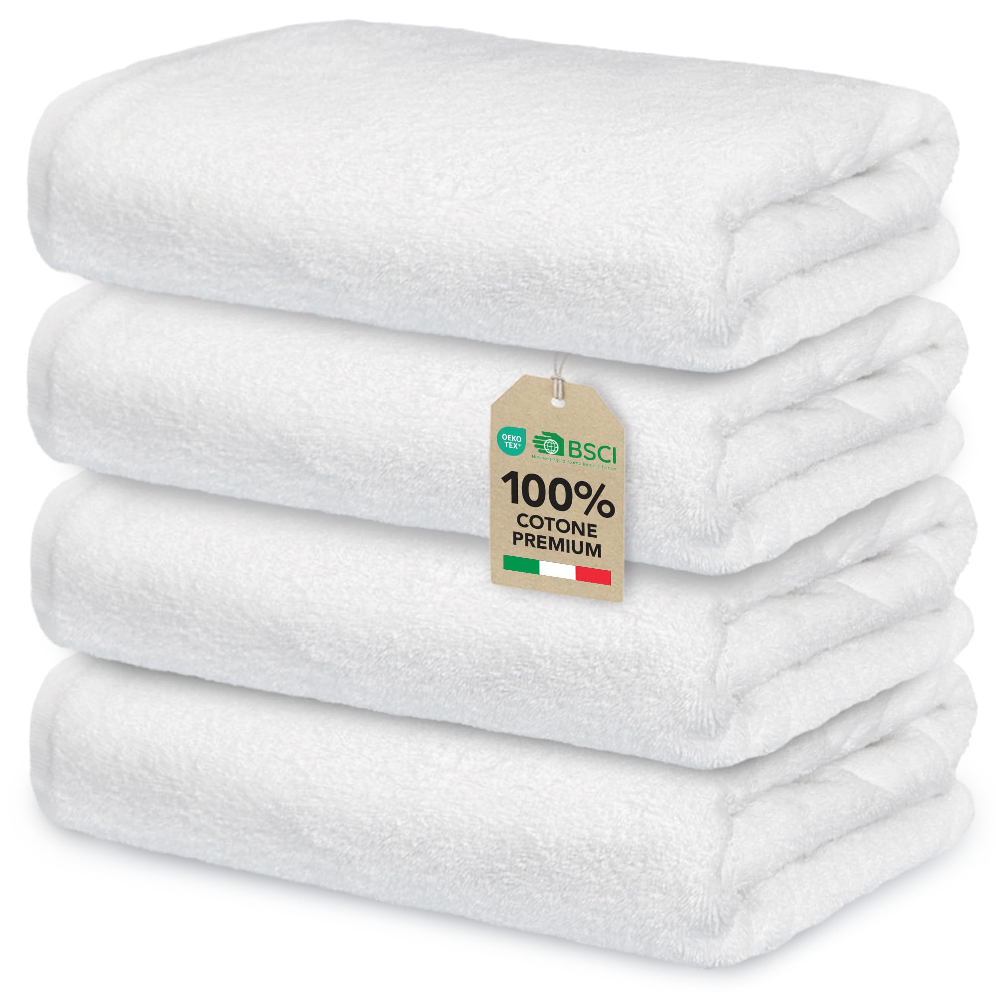 Asciugamani Bagno Grande 90x180 cm | Telo da Bagno e Doccia XXL | 100% Cotone | Spugna Morbido e Assorbente | 500g/m2 | Hotel Spa B&B Sauna | Oeko-TEX | Ôhm | Bianco