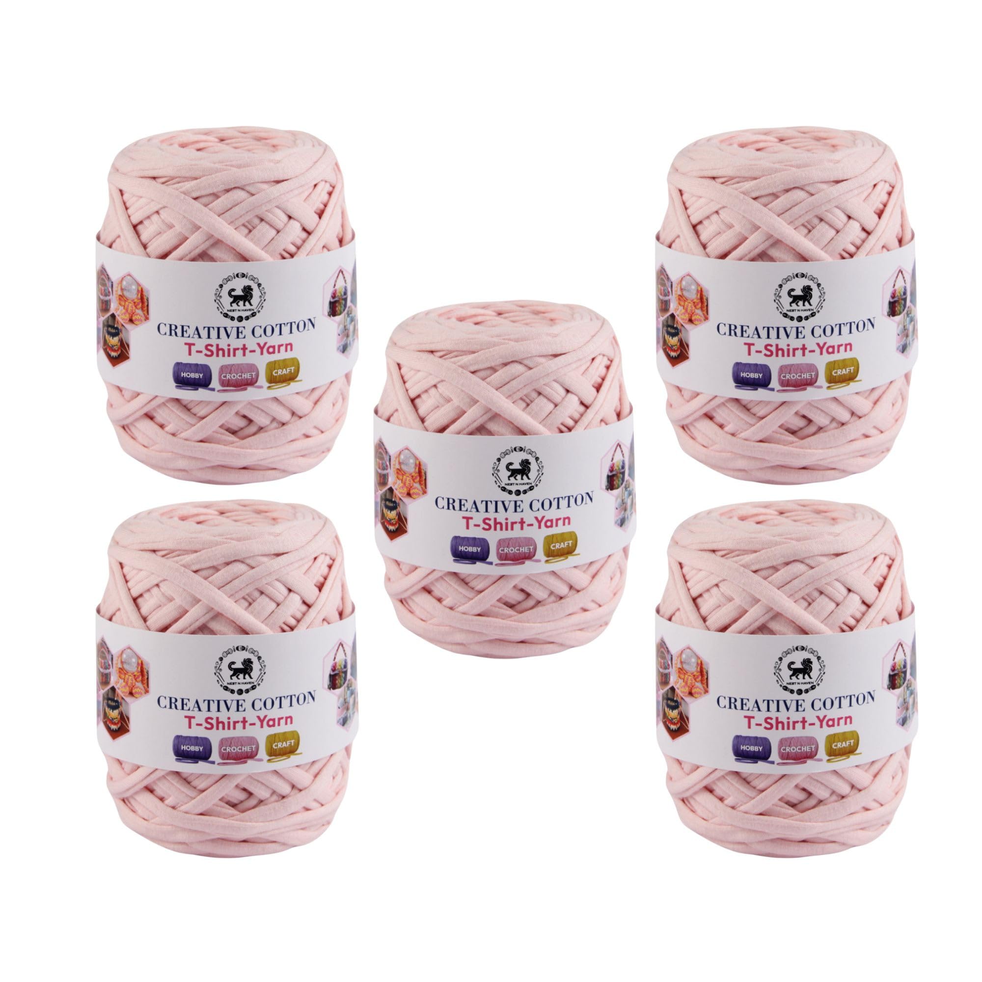 Creative Cotton T-Shirt Yarn Carpet, Knitting Yarn for Hand Knitting DIY Bags, Baskets, Blanket, Cushion Crocheting Projects 200 GMS (Baby Pink) | (500 Gm)