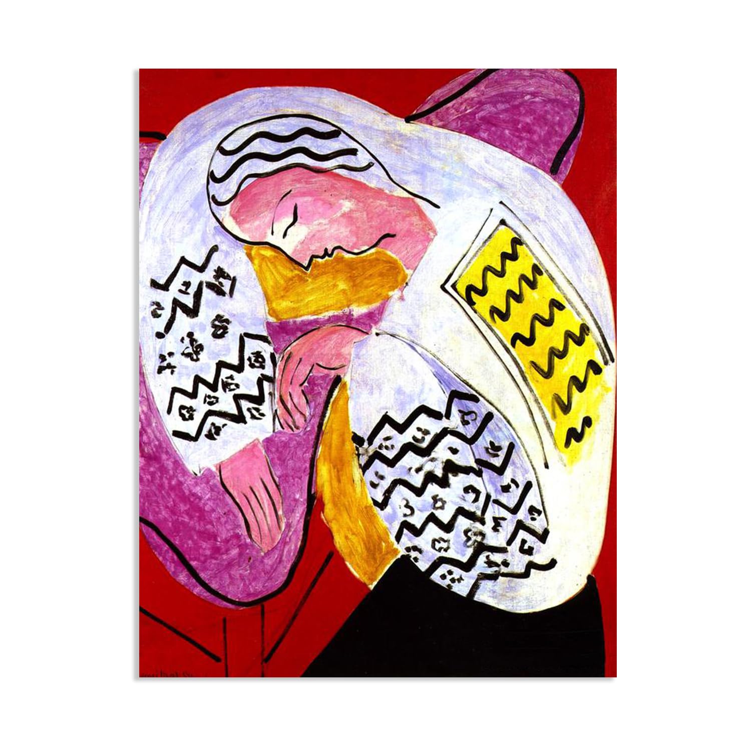 Mycggdgh Framed Henri Matisse Painting Reproduction The Dream Henri Matisse Abstract Art Canvas Wall Reproductions Classic Poster For Living Room Bathroom Office 80X60cm(31X24in) Poster
