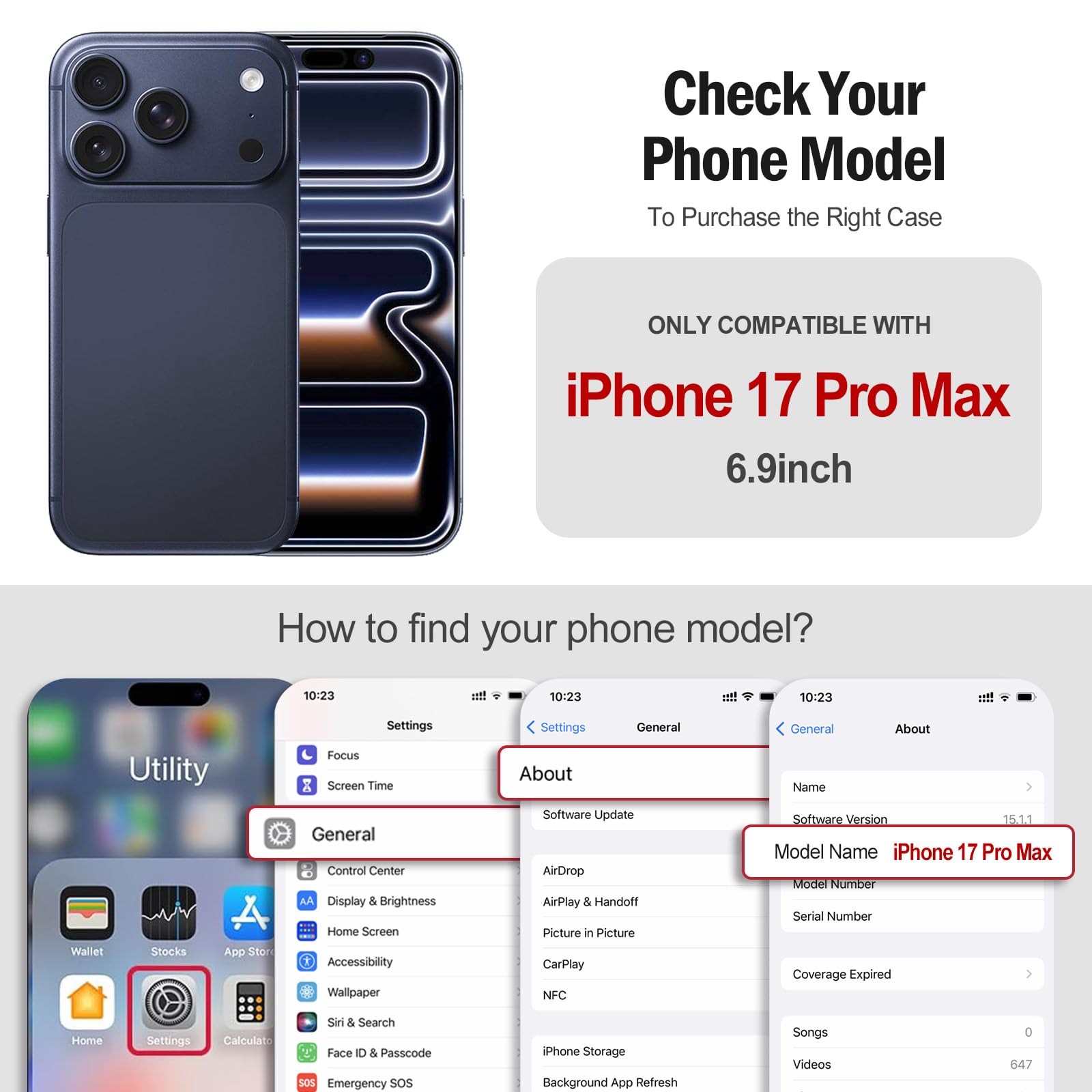 Custodia a portafoglio per iPhone 17 Pro Max compatibile con MagSafe, blu | magnetica staccabile, porta carte, tasca con cerniera, custodia in pelle PU con tracolla per iPhone 17 Pro Max