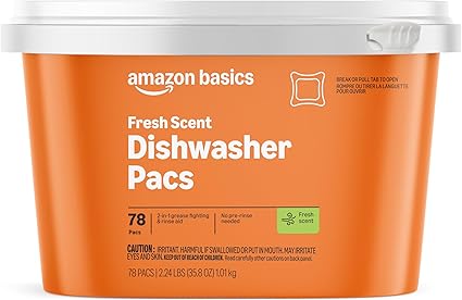 Amazon Basics Dishwasher Detergent Pacs, Fresh Scent, 78 Count