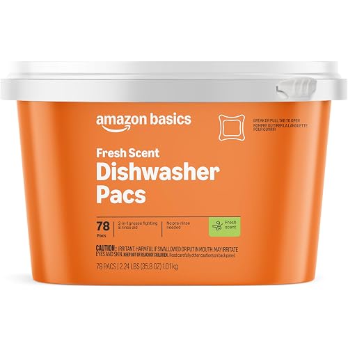 Amazon Basics Dishwasher Detergent Pacs, Fresh Scent, 78 Count