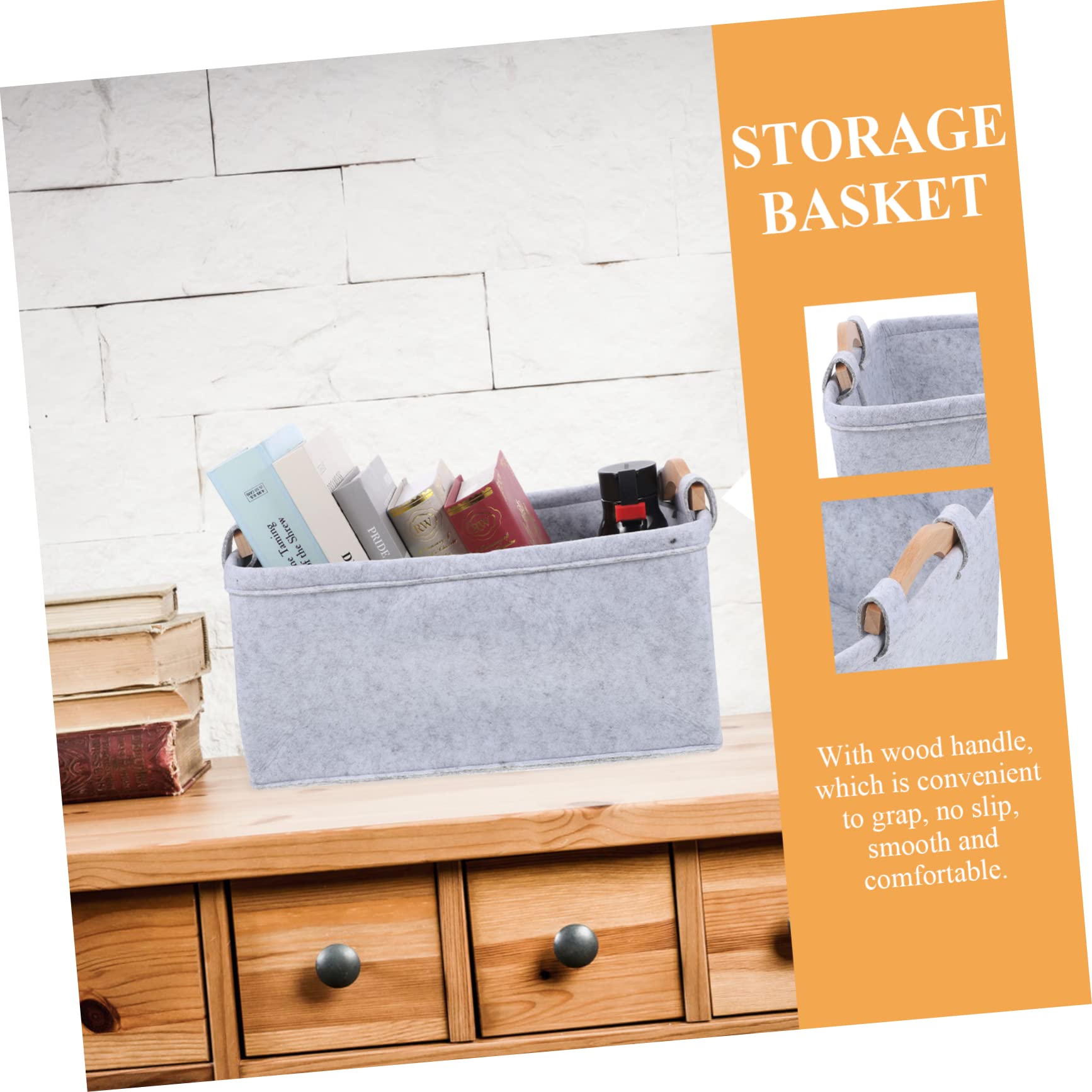 Cabilock 1Pc Felt Storage Basket for Home Office Organization Versatile Desktop Organizer for Books Magazines and Sundries Modern Design