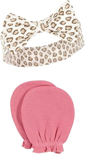 Miniatura 5 de Hudson Baby Conjunto de diadema de algodón y manoplas para rascar para bebé