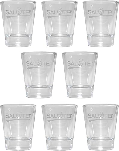 Salute! Vasos de chupito de fondo pesado medido de 1.5 oz para cocina y bar - Juego (8)