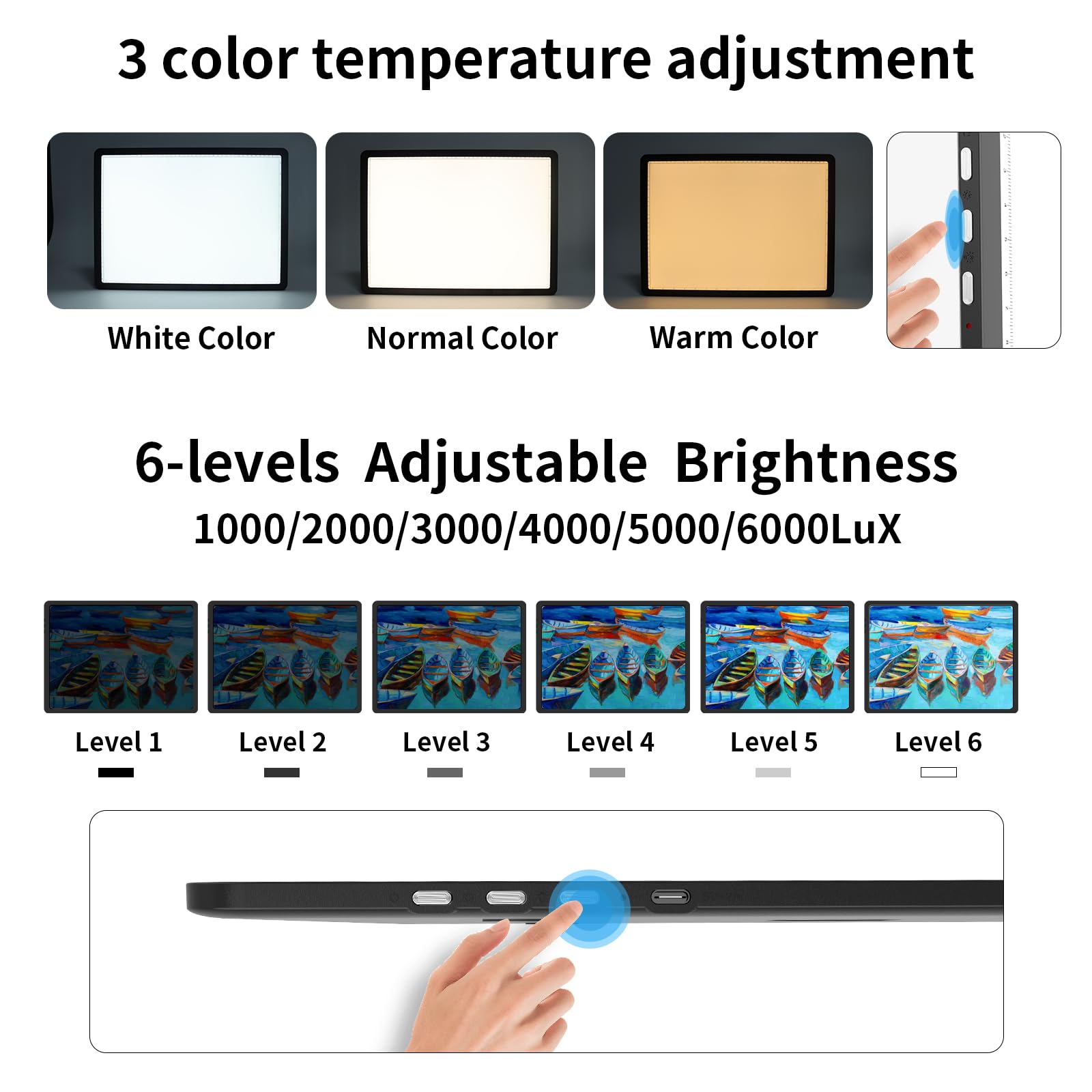 TOHETO A3 Light Board for Diamond Painting Super Bright Magnetic Light Pad with Side Buttons - Image 4