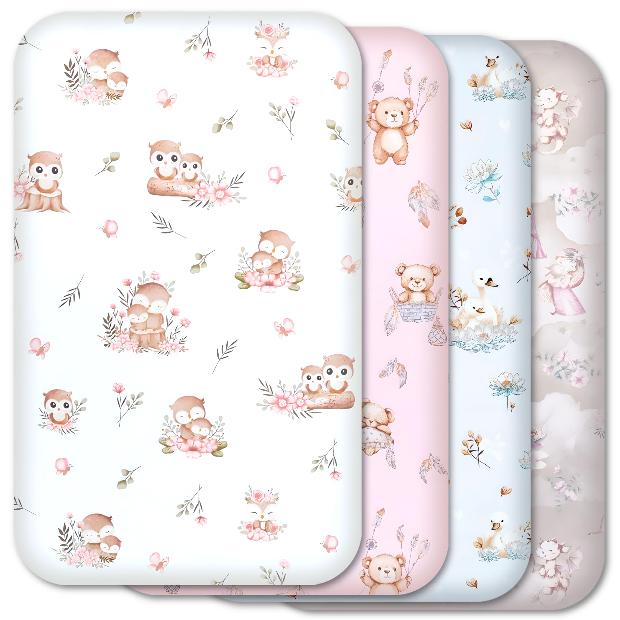 Next to Me Crib Sheets 83x50cm – 100% Cotton, Soft & Breathable Baby Bedding Set, 4-Pack Snug Fitted Baby Sheets for Bedside Cribs (83x50cm, SET 6-4pcs) — view 7