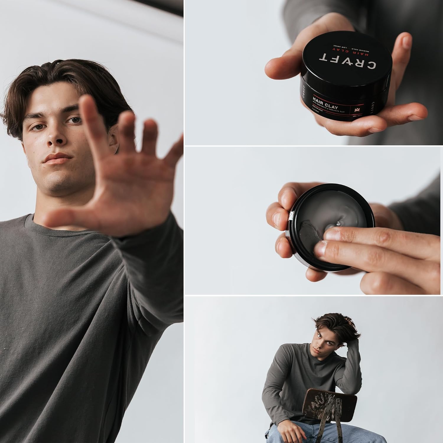 CRVFT Hair Clay 2oz | Medium Hold/Zero Shine Matte Finish | Add Volume & Texture | Ideal for Textured, Short & Medium Styles | Reworkable | [High Density] Clay Base, Stylist Approved [Unscented] - Image 8