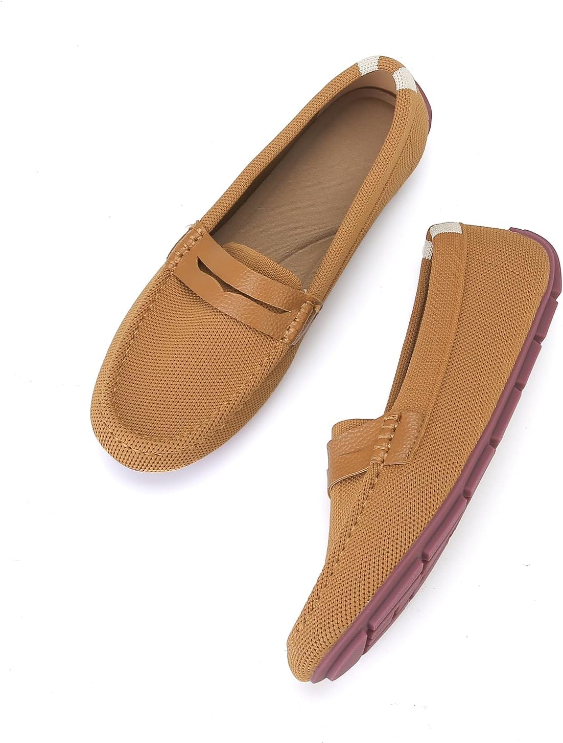 Touchmosees ローファー レディース カジュアル ドレッシー ビジネス ワークフラット シューズ 快適 軽量 ニット スリ