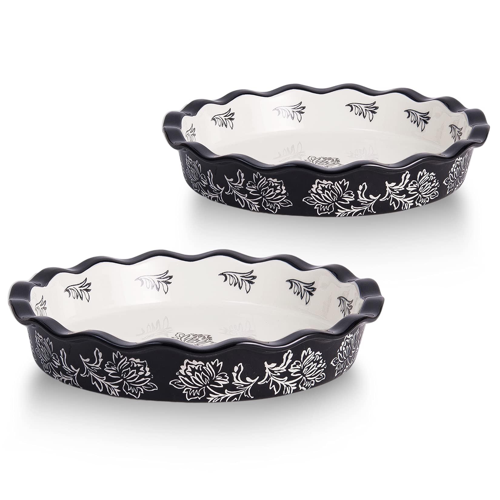 Sudopo Wisenvoy Pie Pan Ceramic Pie Dish Pie Plate 2-Piece Deep Dish Pie Pan Non-Stick Pie Pans