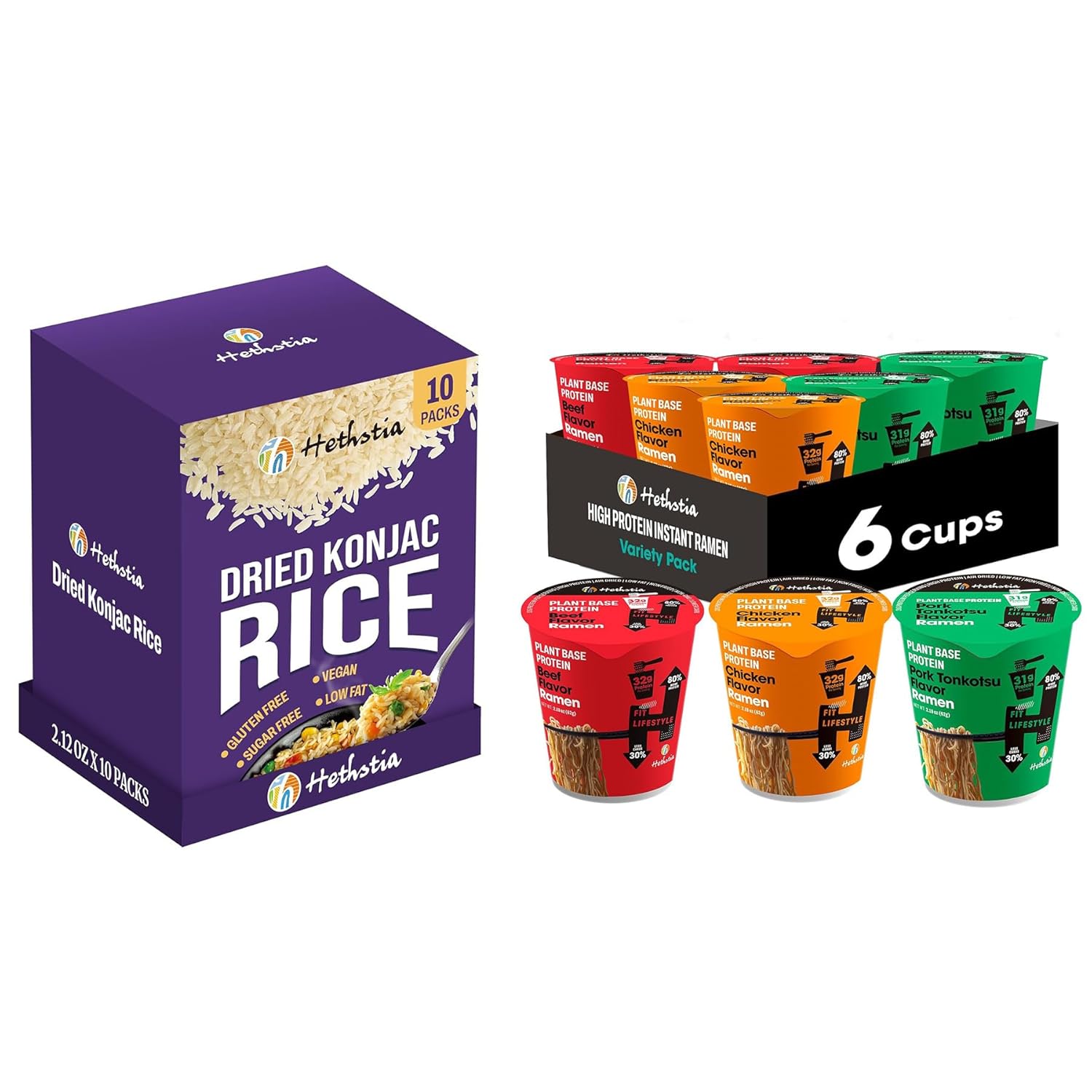 Hethstia Konjac Rice y Ramen Proteico - Paquete Variado