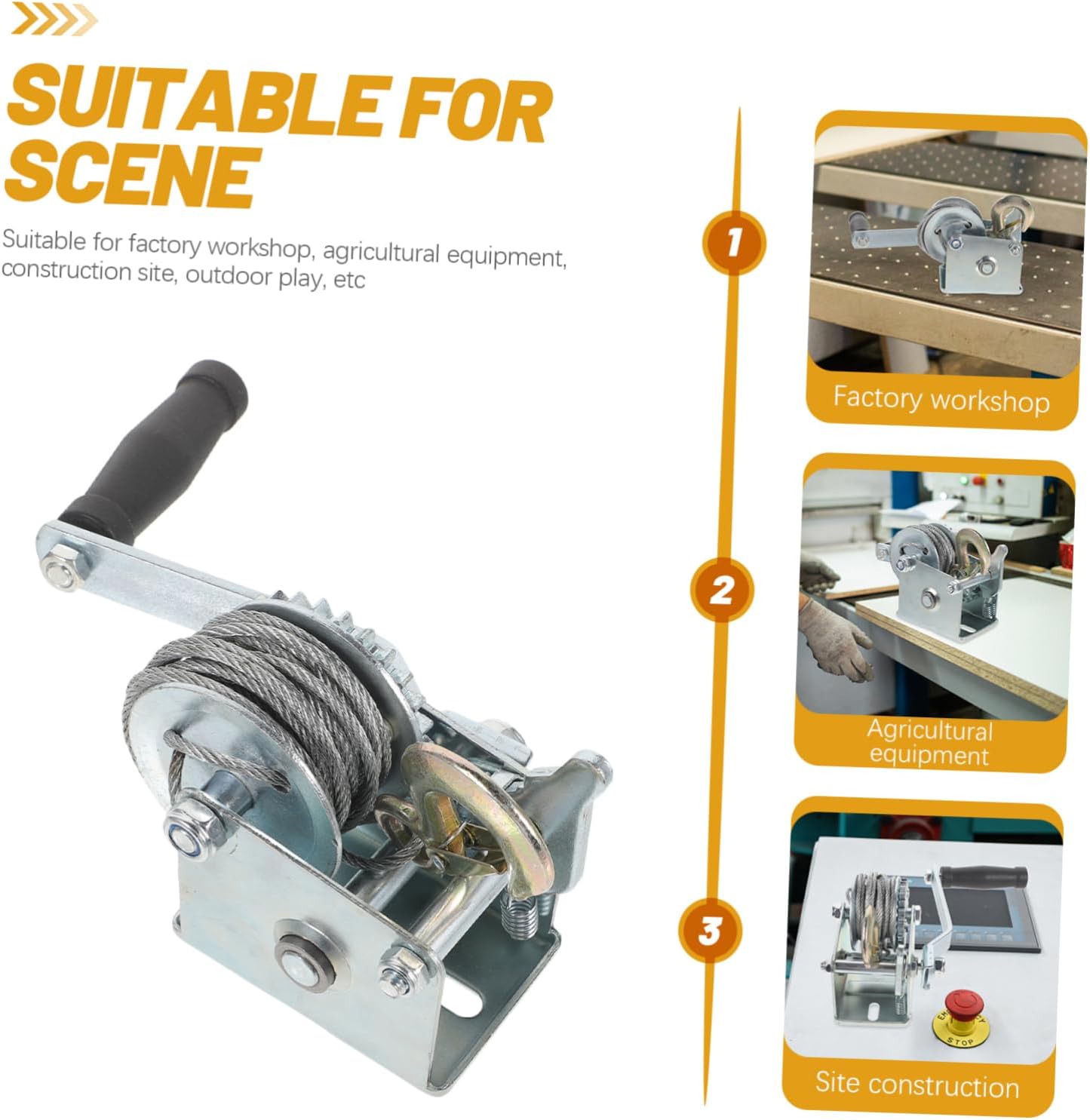 Unomor 2pcs Heavy Duty Manual Winch Steel Cable Capacity for Towing Boat Trailers and Industrial Applications