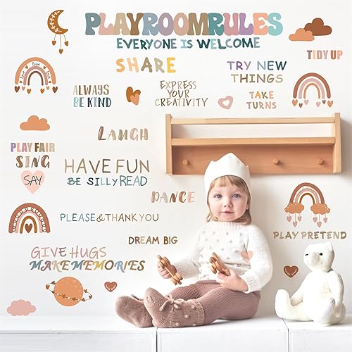 Miniatura 4 de Calcomanías de pared inspiradoras para sala de juegos, calcomanías de pared con cita de arco iris, para sala de juegos, aula, escuela, calcomanías