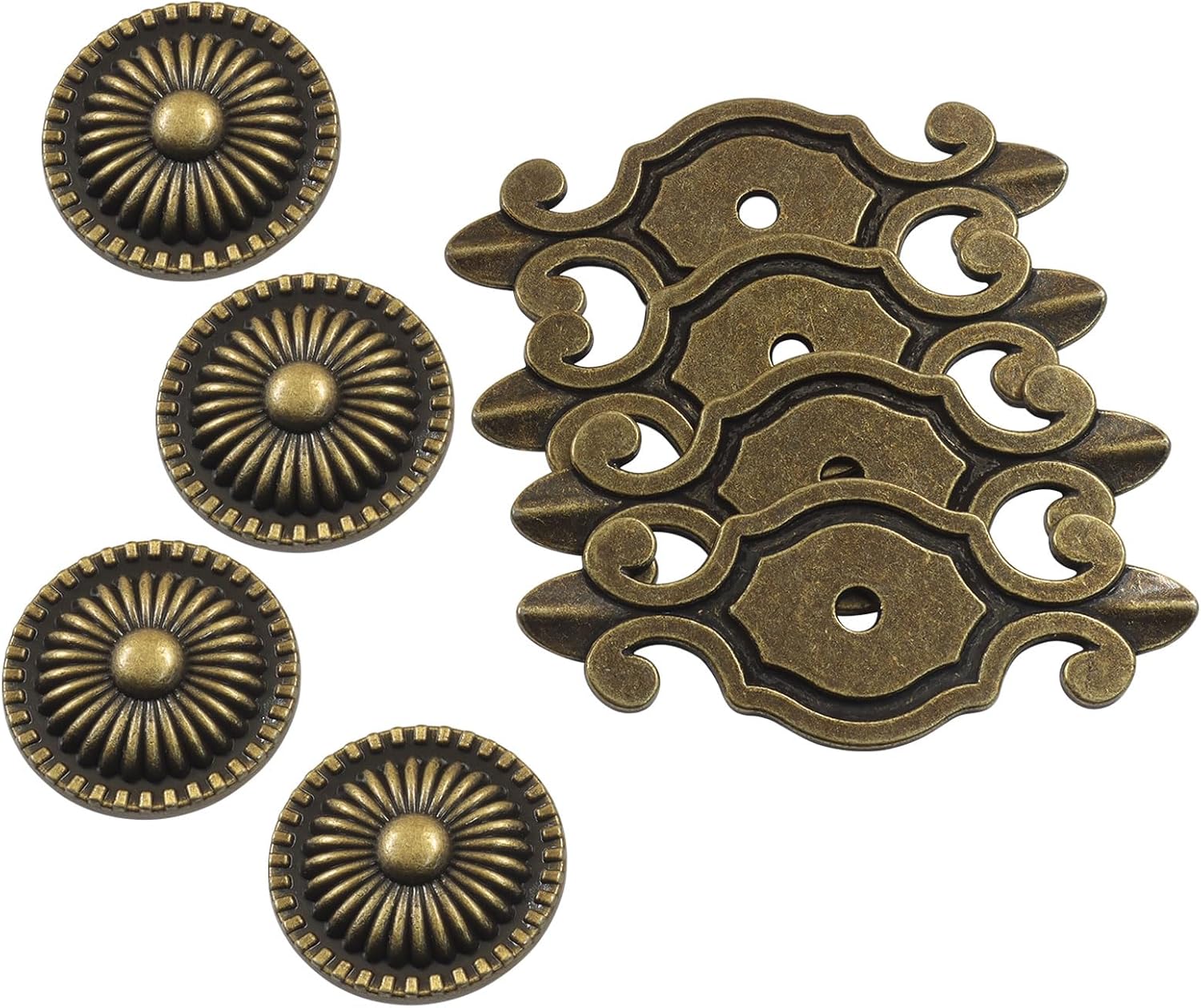 Brass Cabinet Knobs - 4 Pack Vintage Bronze Drawer Pulls with Backplate, Elegant Mushroom Shaped Hardware for, Wardrobe, Dresser & Furniture, Easy to Install with Included Screws