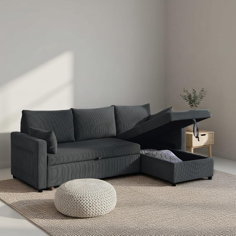 Ball & Cast 86" Sectional Sleeper Sofa Bed Pull Out Couches for Living Room image 4