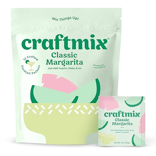 Craftmix Classic Margarita, Makes 12 Drinks, Skinny Margarita Cocktail Mixers - Mocktail Drink Mixers - Made With Real Fruit - Vegan Low-Carb, Low-Sugar, Non-GMO, Dairy Free, Gluten Free, Easy to Mix