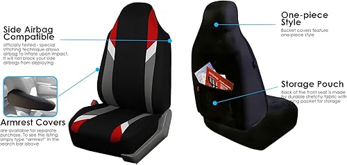 Miniatura 3 de Funda de asiento de auto morderna de alta calidad. Apta para la mayoría de autos, camiones, SUV, o Van FH GROUP FB133102., Rojo