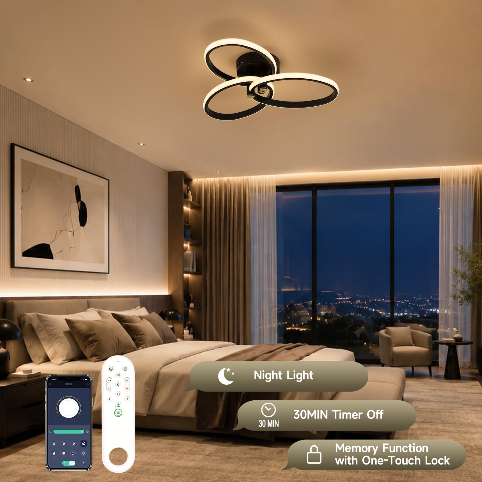 OTREN LED Deckenleuchte Dimmbar Deckenlampe Wohnzimmer mit Fernbedienung