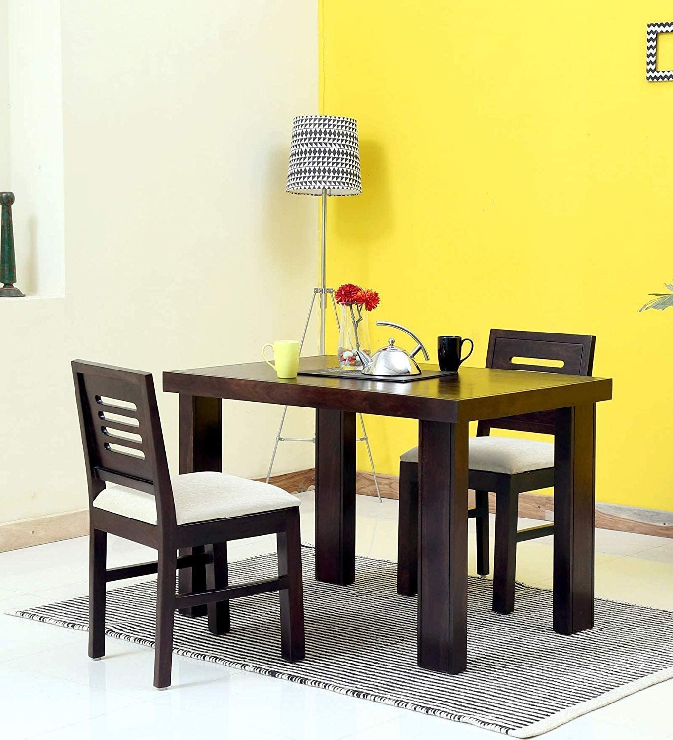 RoseWoodZone Solid sheesham Wood Dining Room Sets Dining Table Set for Home Living Room Furniture (2 Seater (Urbon), Walnut)