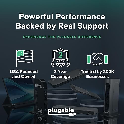 Vista 9 de Adaptador de monitor dual Plugable para sistemas macOS M1/M2/M3/M4, Windows, ChromeOS. Amplia compatibilidad - Adaptador Thunderbolt, USB-C, USB 3.0