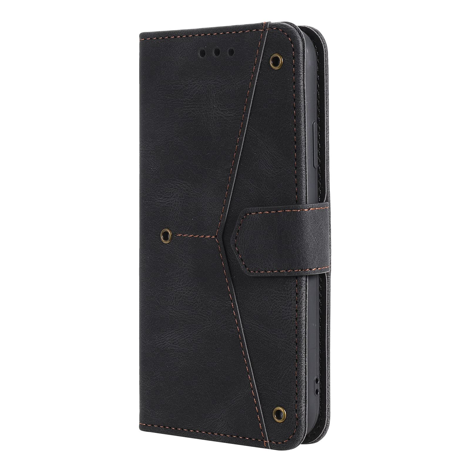 LTL Etui na telefon do iPhone 13 Mini/13/13 Pro/13 Pro Max, wysokiej jakości skórzane etui z klapką, etui z przegródkami na karty, podpórka, magnetyczne zamknięcie, czarne, 13 Pro Max 6,7 cala
