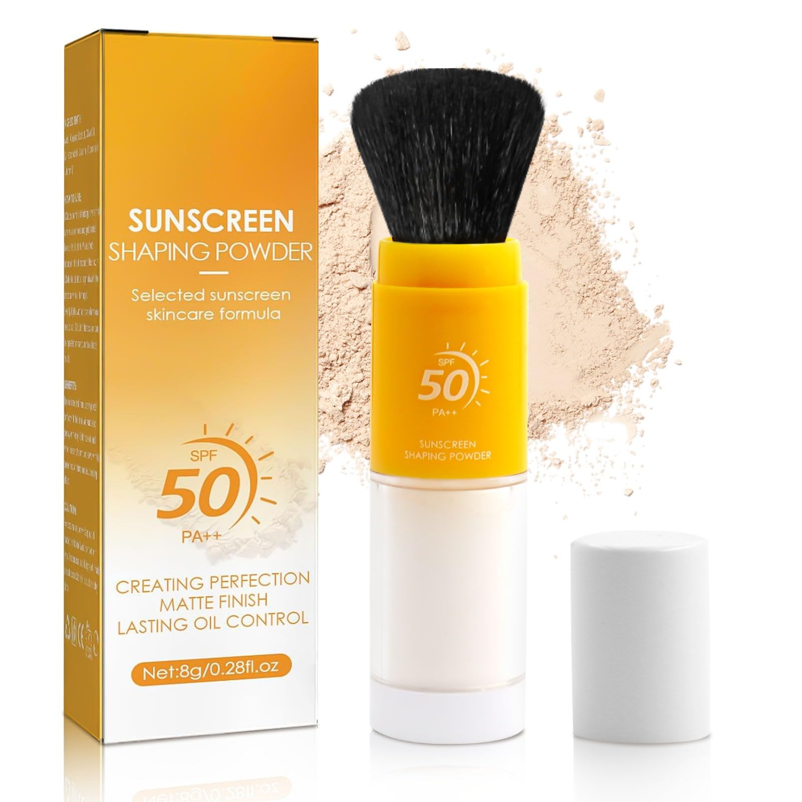 Mineral Sunscreen Setting Powder, polvo de fijación de protección solar mineral, SPF 50 PA++, polvo de protección solar translúcido, ligero (1 unidad)