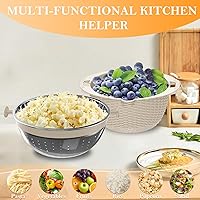 Vista 5 de Colador 4-1 con juego de cuencos, coladores y coladores de alimentos, cuenco para lavar frutas con colador, colador giratorio para cocina, accesorio