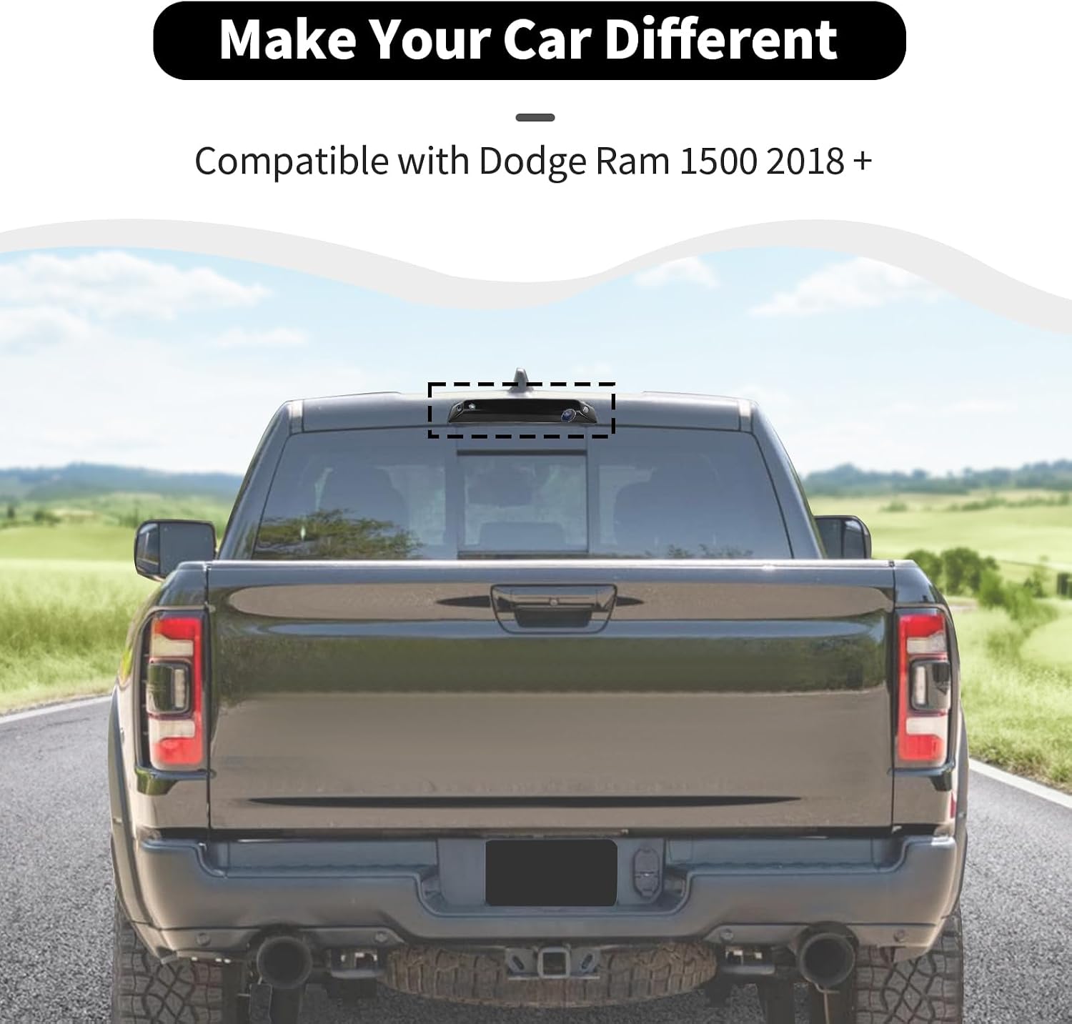 High Mount Brake Light Cover Trim Compatible with Dodge Ram 1500 2018 +Exterior Accessories