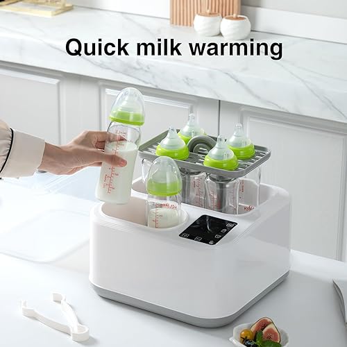 Miniatura 9 de Calentador de biberones, 8 en 1, calentador de leche inteligente rápido para bebés con temporizador LCD para leche materna o fórmula, control