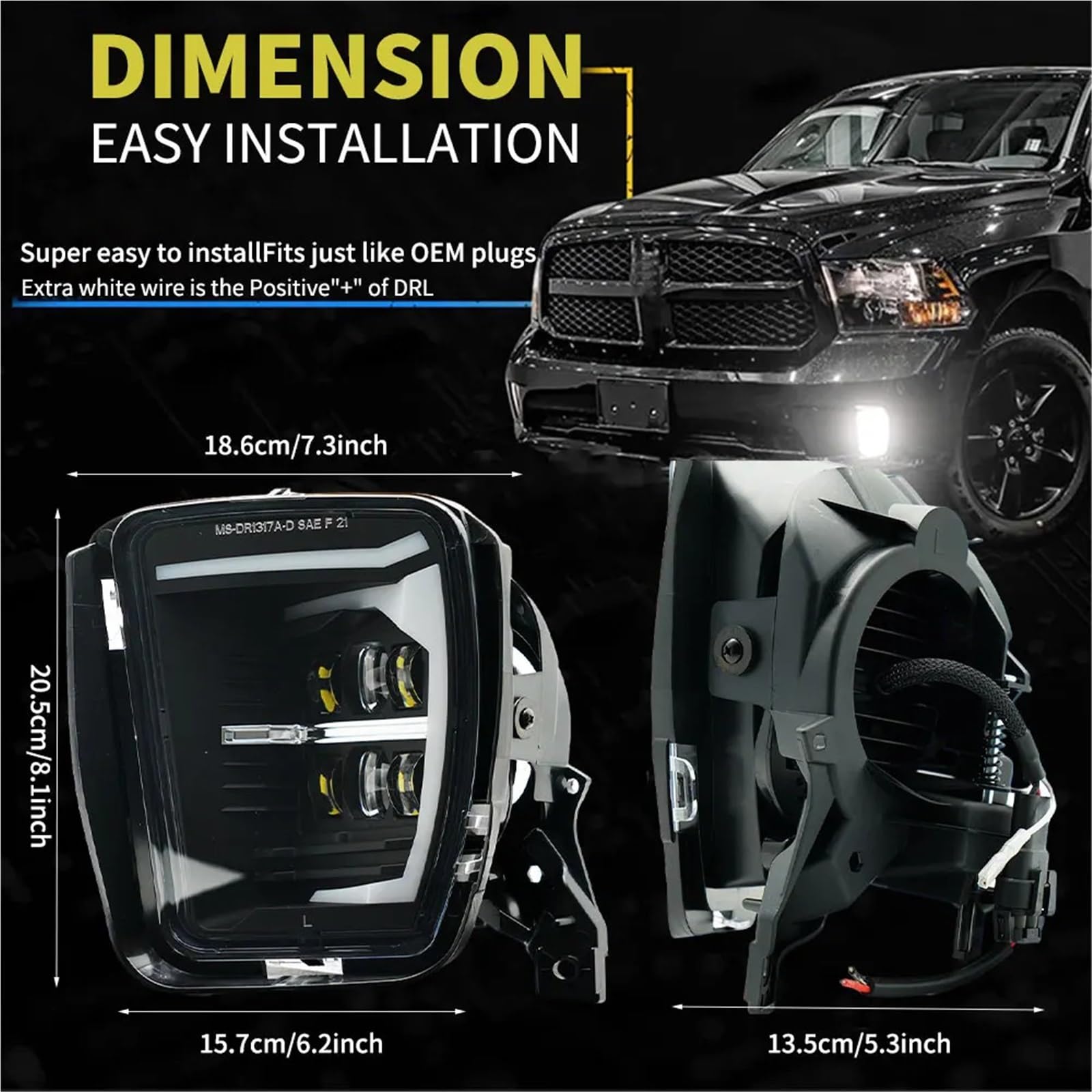 Zestaw reflektorów Zespół reflektorów przednich Do Dodge Do Ram 1500 Pickup 2013 2014 2015 2016 2017 Lampa samochodowa Światła przeciwmgielne