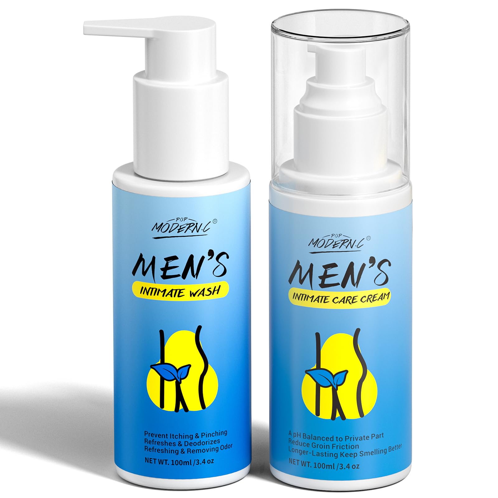 Men's Intimate Care Set including Tea Tree Oil, Contains Men’s Intimate Wash, Anti-Chafing Cream