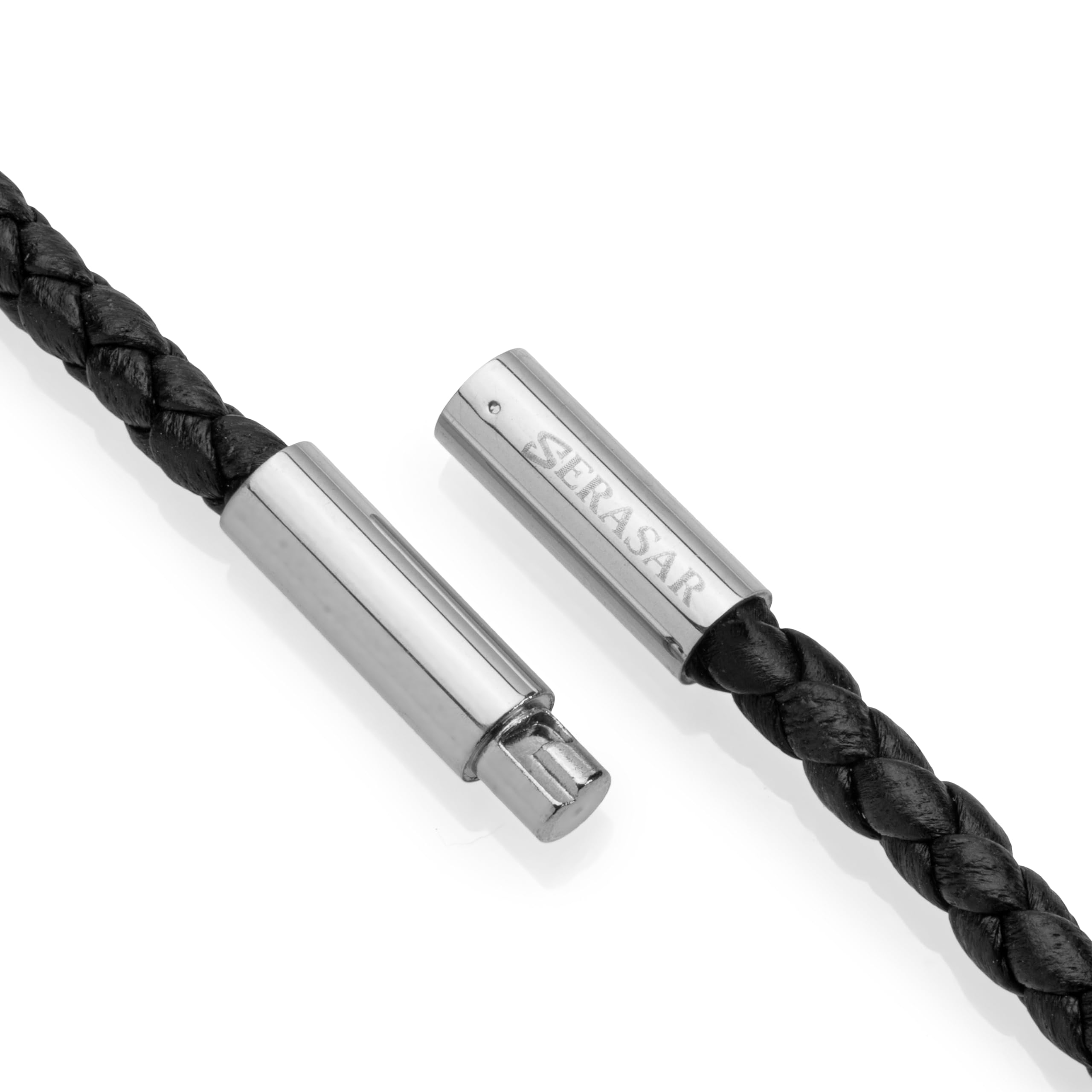 SERASAR Premium Collar de Cuero Hombres | Colgante de Acero Inoxidable | Cierre Seguro | Tres Colores | Caja de Joyería Incluida