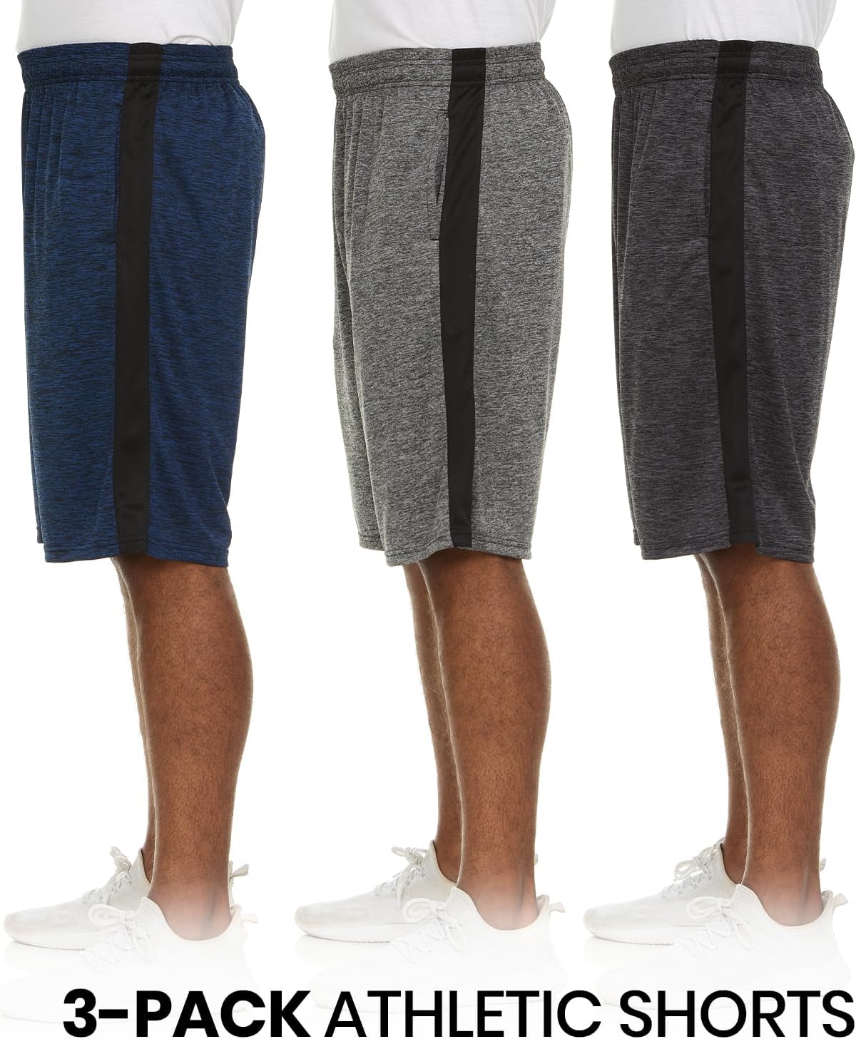 5 Pack: Men's Dry-Fit Sweat Resistant Active Athletic Performance Shorts - Image 2
