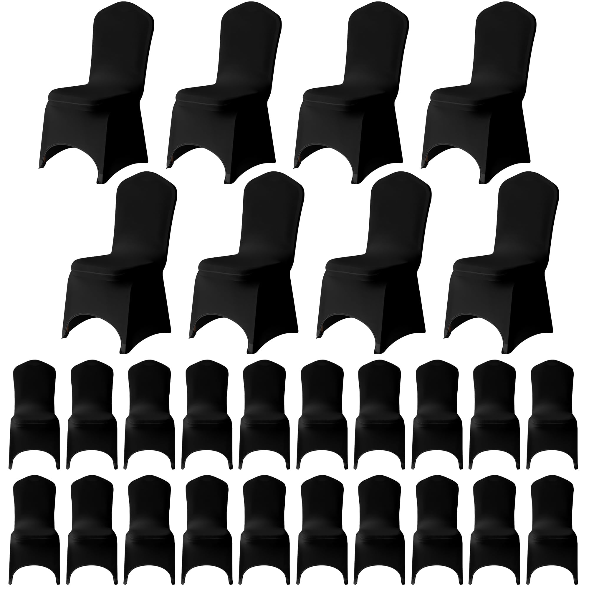 WedDecor Coprisedia in spandex nero, in tessuto elasticizzato, rimovibile, lavabile, per matrimoni, banchetti, cerimonie, hotel, pranzi, feste, decorazione, 100 pezzi