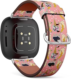 CJBROES Replacement Leather Watch Band, Compatible with Fitbit Versa 3 and Fitbit Sense of Wristband Bracelet Accessory - Summer-Stickers