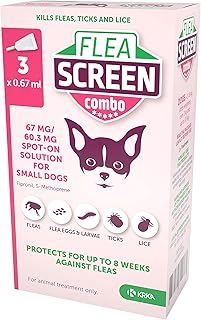 FLEA SCREEN combo Small Dog (3 Pipettes): Flea Treatment for Dogs - Kills Fleas, Flea Eggs & Ticks - Provides 12 Weeks Flea and Tick Treatment for Small Dogs (2-10kg) & Puppies over 8 weeks old.