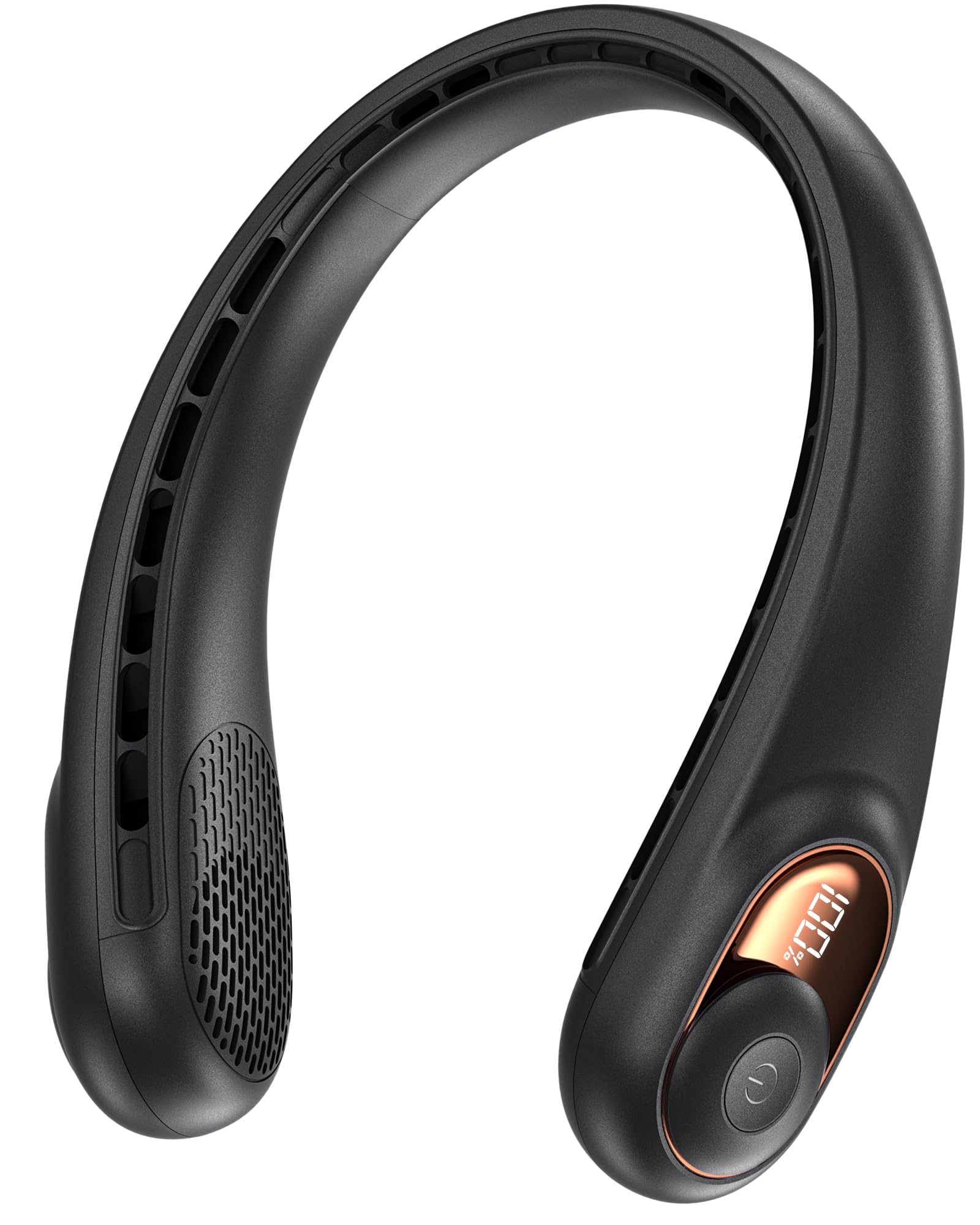 Neck Fan, Portable Bladeless Neck Fans with LED Display, 360° Airflow, 3600mAh Rechargeable Battery, Super Quiet Hands-Free Personal Wearable Fan for Indoor Outdoor, Jet-black