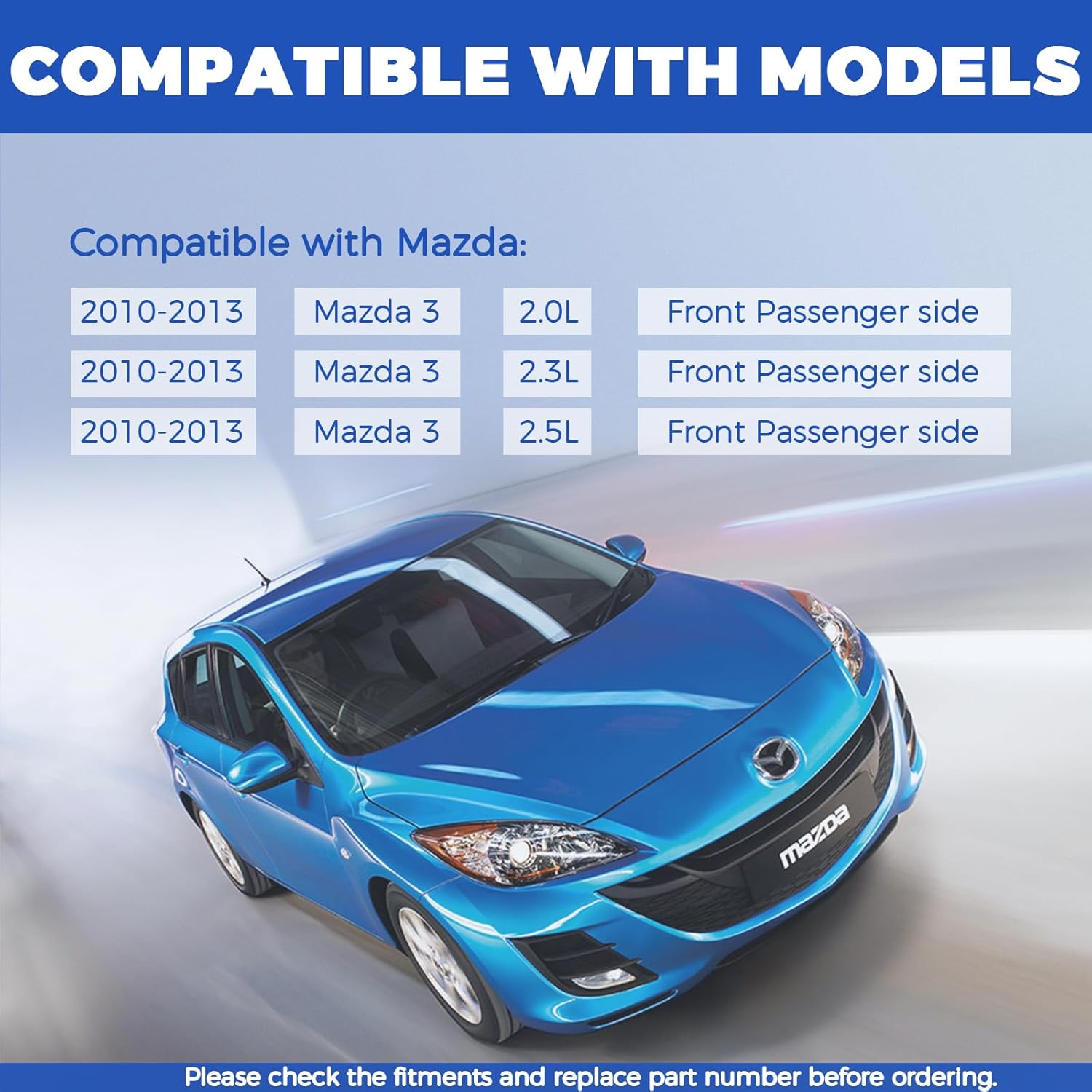 Door Lock Actuator Front Right Passenger Side Compatible with 2010-2013 Mazda 3, Door Latch Replacement BCS2-58-310E BCS2-58-310D BCS2-58-310C