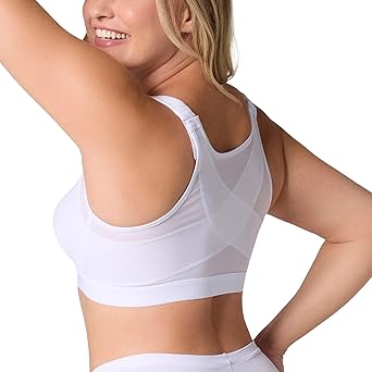 Leonisa Women's Posture Corrector Wireless Back Support Bra, White, 40C