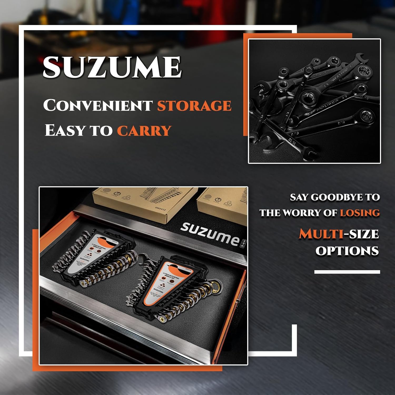 SUZUME 24-Piece Metric and SAE Flex Head Ratcheting Wrench Set & 24 PCS SAE and Metric Ratcheting Wrench Set