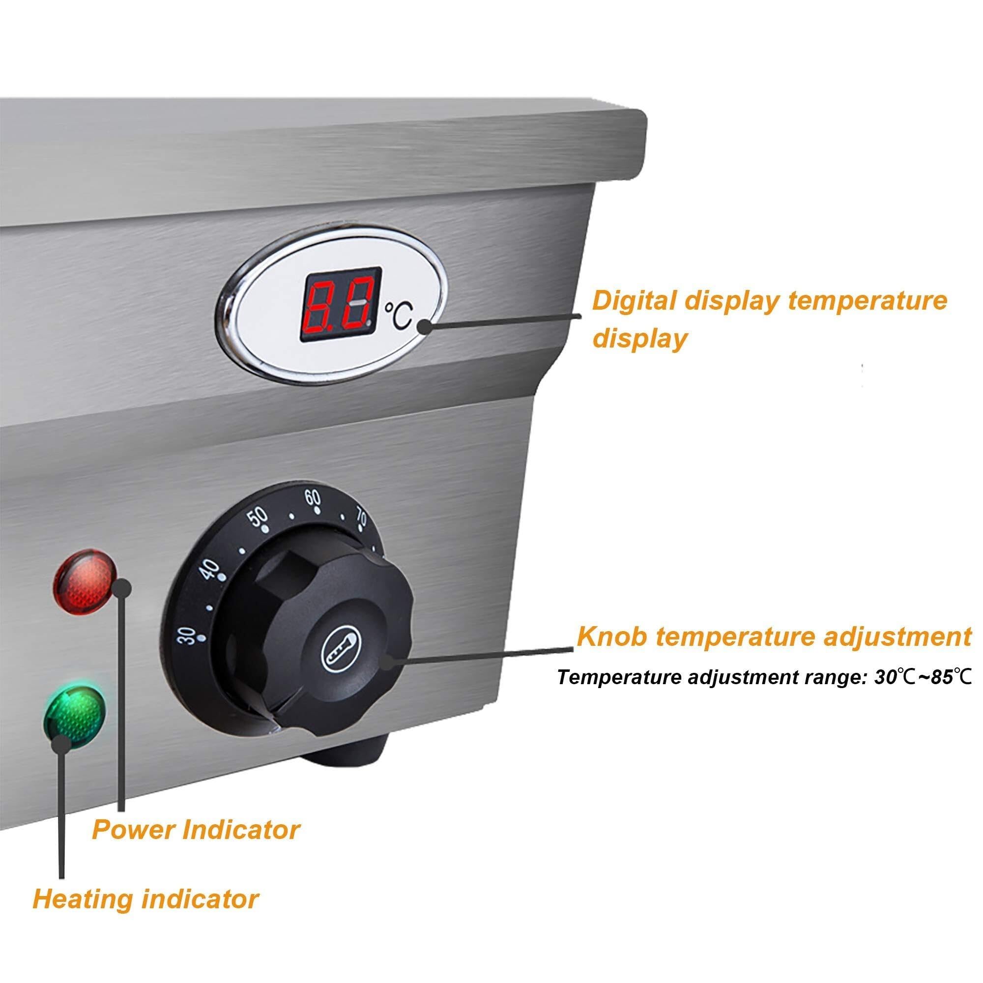 Scaldavivande Elettrico da banco for ristoranti Commerciali in Acciaio Inossidabile, scaldavivande Elettrico da banco da 2000 W, scaldazuppe Automatico, scaldavivande Multifunzione(3pot)