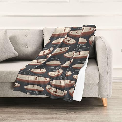 Miniatura 5 de KLL Black Boat Pattern Sofa Throw Blanket Spring Fluffy Blanket Warm Warm Throws 60x90 Inches for Sofa, Office, Bedroom Lightweight Flannel Fleece
