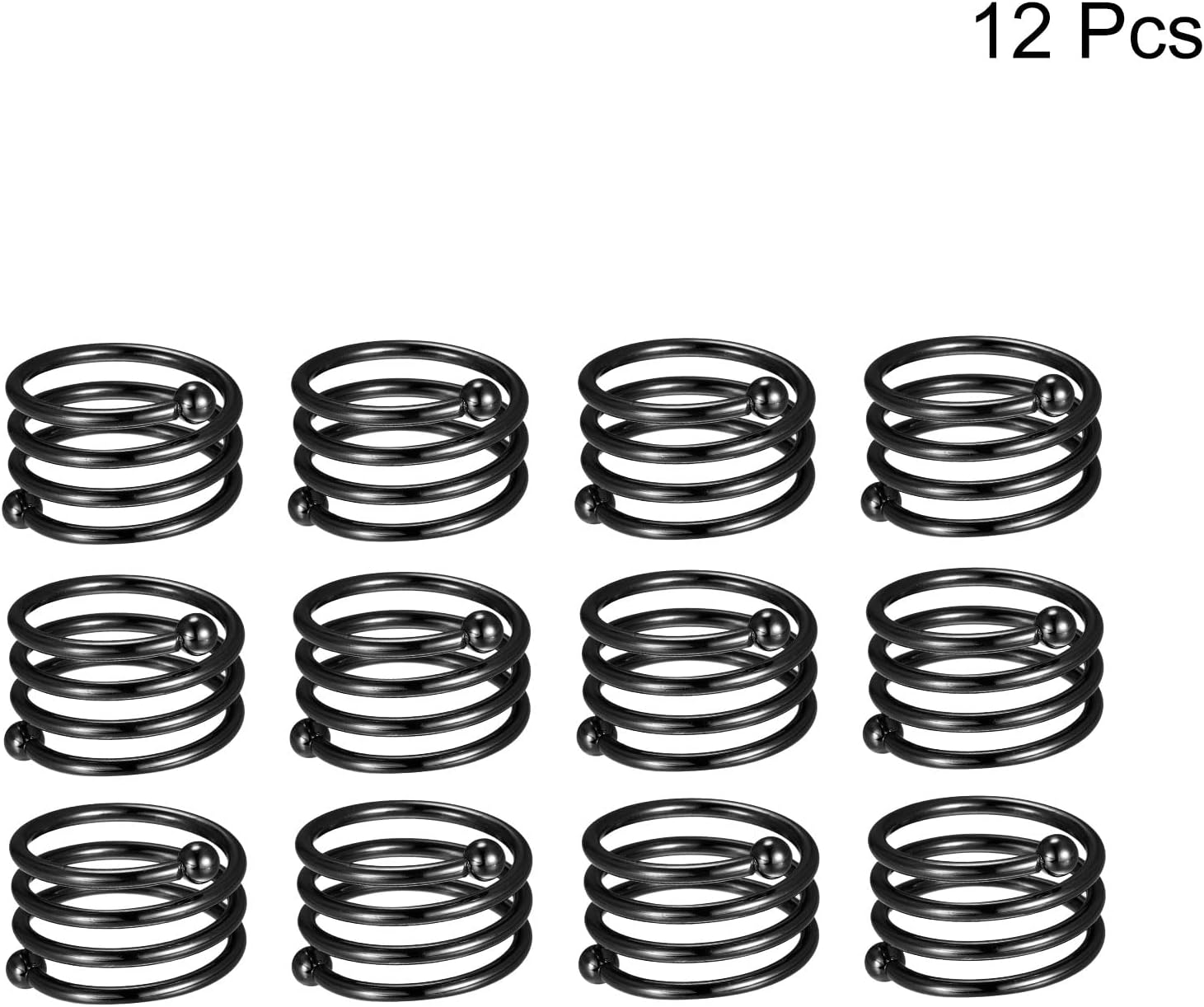 uxcell Metal Napkin Rings Set of 12, Spiral Napkin Ring Holder Buckle for Dining Table Decorations Wedding Birthday Holiday Party, Black