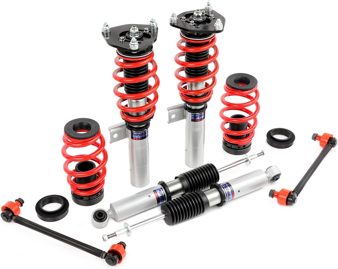 FAPO Adjustable Height Coilover Suspension Strut Lowering Kit, Mono-Tube Compatible with Volkswagen Jetta MK5 MK6 2005-2019 with Volkswagen Golf MK5 MK6 2003-2012 Shock