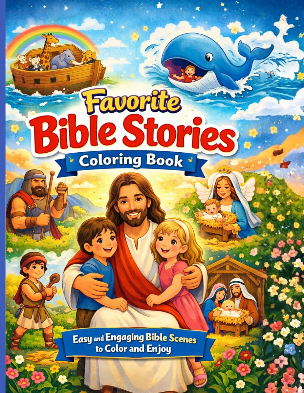 Favorite Bible Stories Coloring Book: Easy and Engaging Bible Scenes to Color and Enjoy