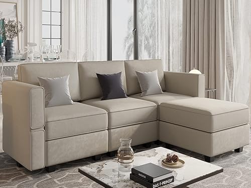 Miniatura 181 de Belffin Sofá modular Módulo medio con almacenamiento Accent Silla sin brazos para sofá modular seccional terciopelo gris Gris,Negro -,Azul,Verde